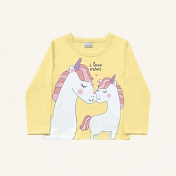 Camiseta Manga Longa Estampada Unicórnio Fakini - Feminina