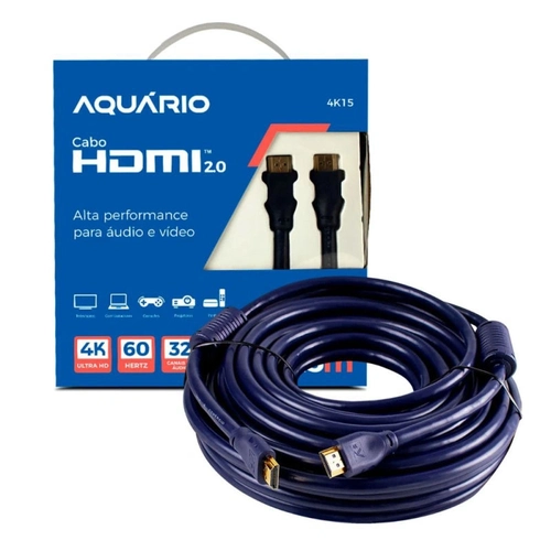 Cabo Hdmi Aquario 2.0 4k 3d 19 Pinos 15 Metros - 4k15