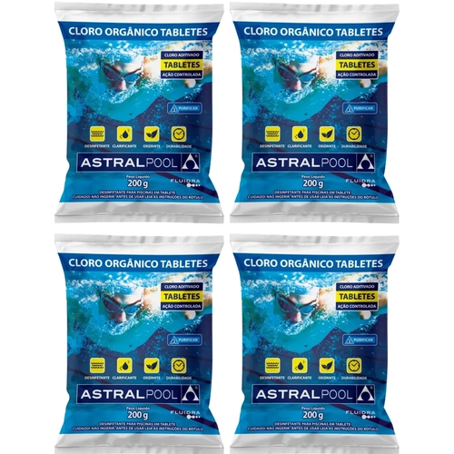 Kit 4 Pastilha Tablete Piscina 200g 5 Em 1 Multiação