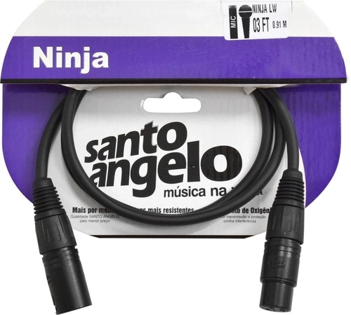Cabo para Microfone Xlr Macho / Xlr Femea Ninja Lw 03ft 0,91 Metros Preto