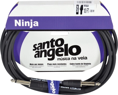 Cabo de Guitarra Ninja Cable 0,20 Mm Conector P10/p10 10ft 3,05 Metros Preto