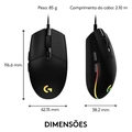 Mouse USB Logitech G203 Lightsync RGB 6 Botões 8000 DPI Preto - 910-005793