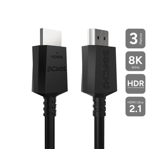 Cabo Hdmi 8k Ultra 2.1 60hz - 4k/144hz - Preto - 3m Pcyes - Phu21-3