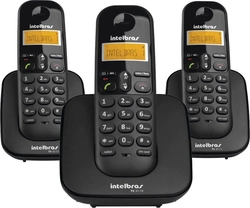 Telefone sem Fio Intelbras com Identificador de Chamada + 2 Ramais Preto - TS3113