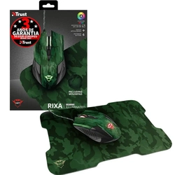 Kit Gamer Mouse + Mousepad Trust GXT 781 Rixa T23611 LED Verde Camo 1,8m de Cabo