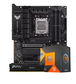 Kit Upgrade AMD Ryzen 9 7950X3D + Placa Mãe AM5 Asus TUF Gaming X670E + Memória DDR5 16GB 5200MHz