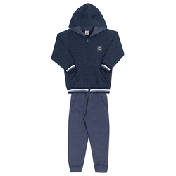 Conjunto Moletom Jaqueta Matelassê Marinho Randa Mundu - Masculino