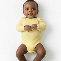 Body Manga Longa 100% Algodão Taita - Amarelo