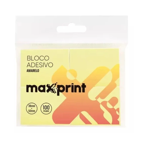 Bloco Adesivo 38x50mm Amarelo Maxprint