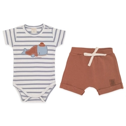 Conjunto Body Manga Curta Bordado e Shorts Barra Virada Masculino – Mar