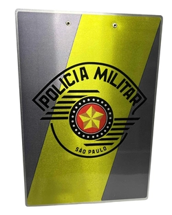 Prancheta Alumínio Operacional- Fundo Prata e Verde c/Logo da PMESP
