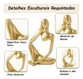 Estátua Decorativa Figura Pensador Enfeite Mesa Sala Rack Cor Dourado D