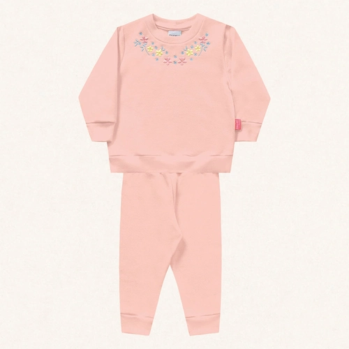 Conjunto Moletom Blusão e Calça Bordado Bebê Fakini - Feminino