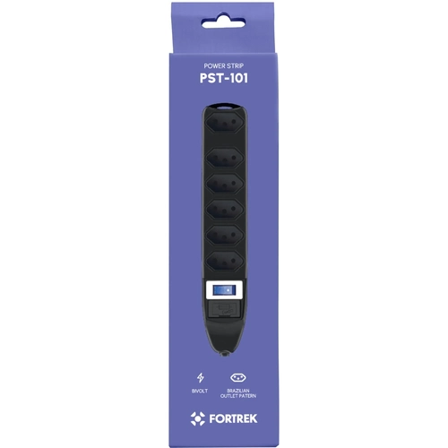 Filtro De Linha 6 Tomadas Fortrek 2p+t Pst-101 Preto
