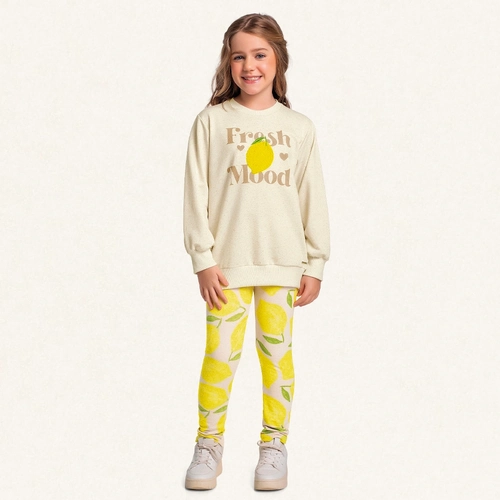 Conjunto Blusão Malha e Legging Fresh Mood Amarelo Fakini - Feminino