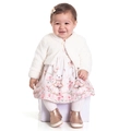 Vestido e Bolero Peluciado Off White Bebê Randa Mundu - Feminino