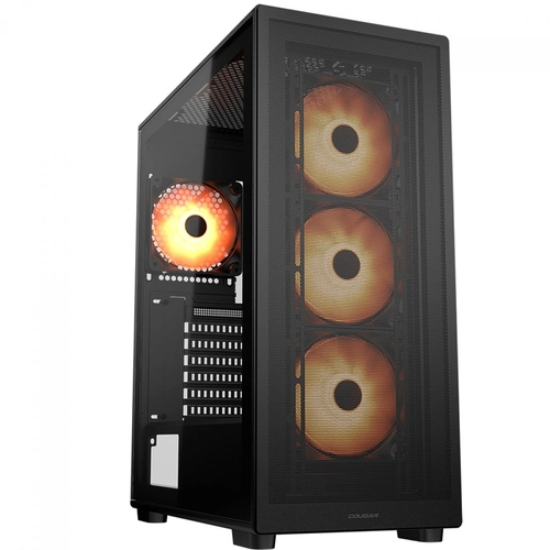 Gabinete Gamer Cougar MX220 RGB, Mid Tower, Vidro Temperado, ATX, Com 4 Fans, Preto, 382AC80.0001