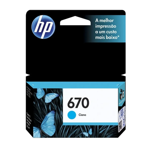 Cartucho De Tinta Original HP 670 Ciano CZ114AB 3,5ml