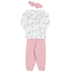 Conjunto Blusa Canelada e Legging Bebê Rosa Randa Mundu - Feminino
