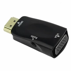 Plug Conversor Hdmi x Vga Com Saída R+l Preto Chip Sce