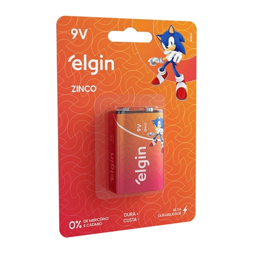 Bateria De Zinco e Carvao Elgin 9v Blister Com 1 Unidade