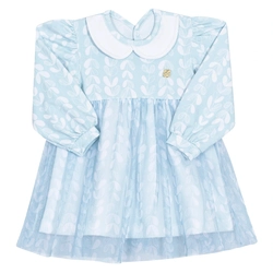 Vestido Estampado Cotton e Tule Azul Randa Mundu - Feminino