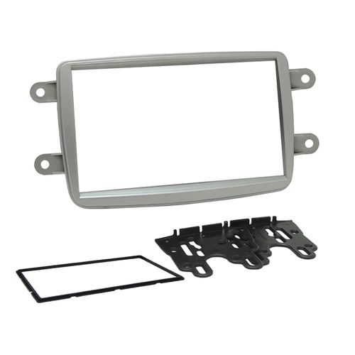 Moldura Fiamon  2 Din Kwid/ Captur/ Duster/ Sandero/ Logan Prata