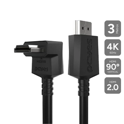 Cabo Hdmi 2.0 Pcyes Conector 90º Vertical - Preto - 3 Metros - Ph20-3v-c