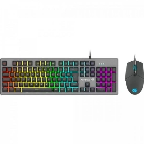 Kit Teclado + Mouse Gamer Fortrek Rainbow Ranger Grafite Rgb