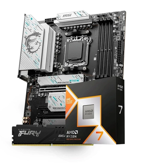 Kit Upgrade AMD Ryzen 7 9800X3D + Placa Mãe AM5 X670E + Memória DDR5 16GB