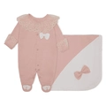 Kit Saída Maternidade Renda e Laço Salmão Mescla Baby - Feminino