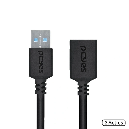 Cabo Extensor Pcyes USB A 3.0 Macho Para USB A 3.0 Fêmea 28awg 2m - Puamf3-2