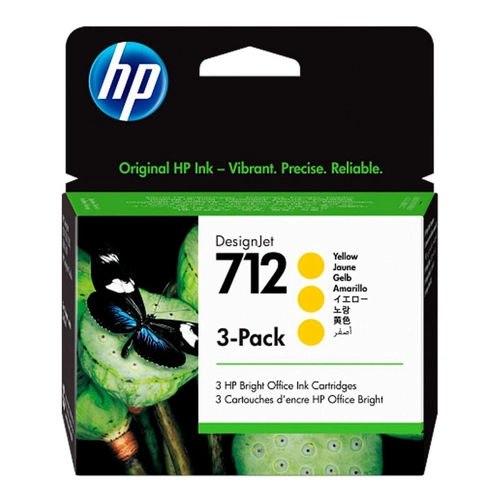 Cartucho De Tinta Hp 712 Amarelo Pluk 29ml 3 Unidades - 3ed79a