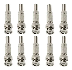 Kit 10 Peças Conector Bnc Com Mola/parafuso Plug Cftv