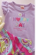 conjunto com body roxo  happy day