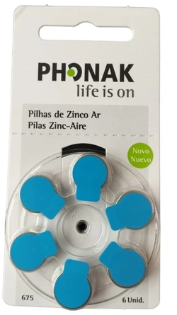 Bateria Auditiva 675 Phonak  1,45V. cartela com 6 unidades.