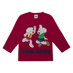 Camiseta Manga Longa Turma da Mônica Tamo Junto Vermelha - Masculino