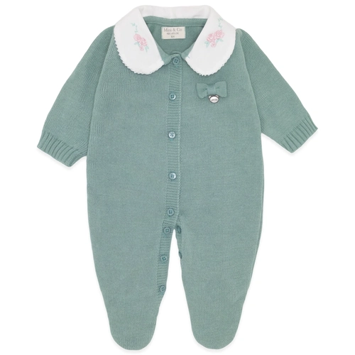 Macacão Manga Longa Verde Gola Bordada - Feminino