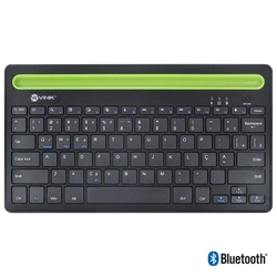 Teclado Sem Fio Bluetooth 3.0 Dynamic Smart Abnt Com Suporte para Tablet Ou Celular - Preto - Dt200