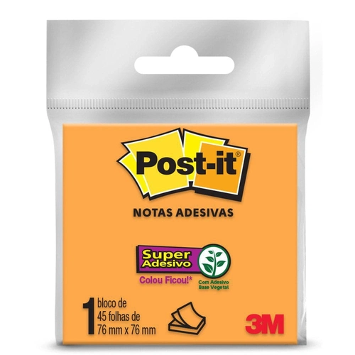 Notas Adesivas Cor Laranja- Popst-it 3M