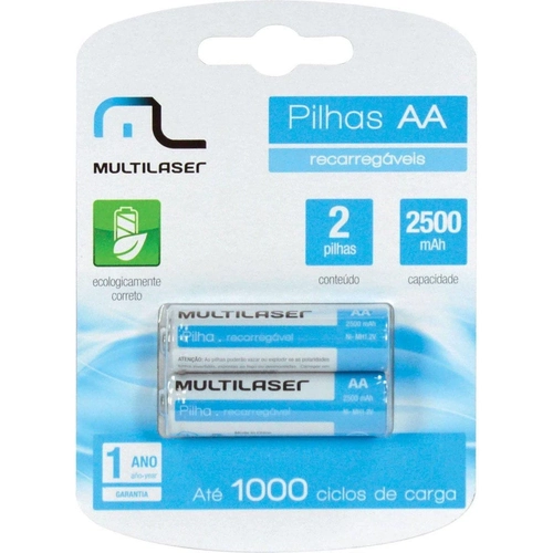 Pilha Recarregavel Multilaser AA 2500mah Cb053