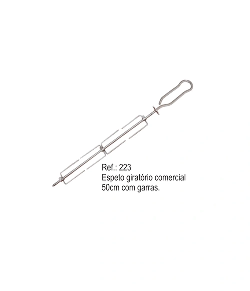 Espeto Giratório Inox Com Garras 30cm