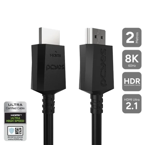 CABO HDMI ULTRA 2.1 28AWG PURO COBRE 8K 60HZ 2 METROS - PHM8K-2