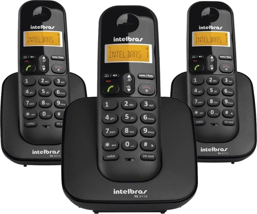 Telefone Sem Fio C/ Identificador de Chamadas + 2 Ramais Ts3113 Preto 4123103
