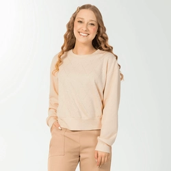 Blusão Moletom Tricot com Aplique Cativa - Feminino