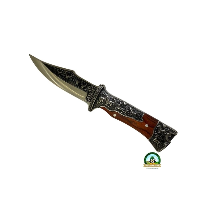 Faca Inox Cabo Madeira Lâmina Estama Animais (HZ 1190)