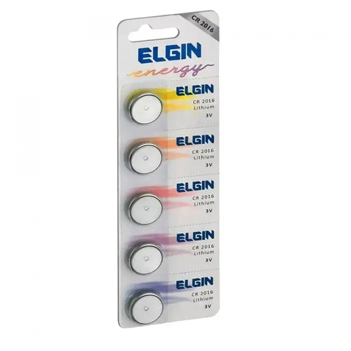 BATERIA BOTAO DE LITIO CR2016 ELGIN CARTELA C/ 5UN