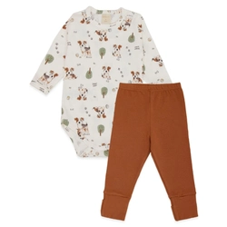 Conjunto Body Manga Longa Estampado e Mijão Masculino - Cachorrinho