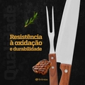 Kit Churrasco 4 Peças Aço Inox e Caixa de Madeira Garfo Faca e Amolador Grillrelax
