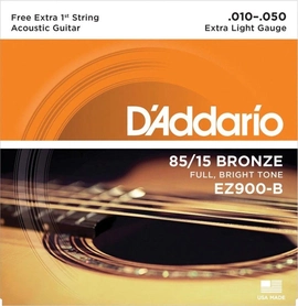 Encordoamento de Aço para Violão Ez900-b 6 Cordas Extra Light .010-.050 - Corda Mi Extra